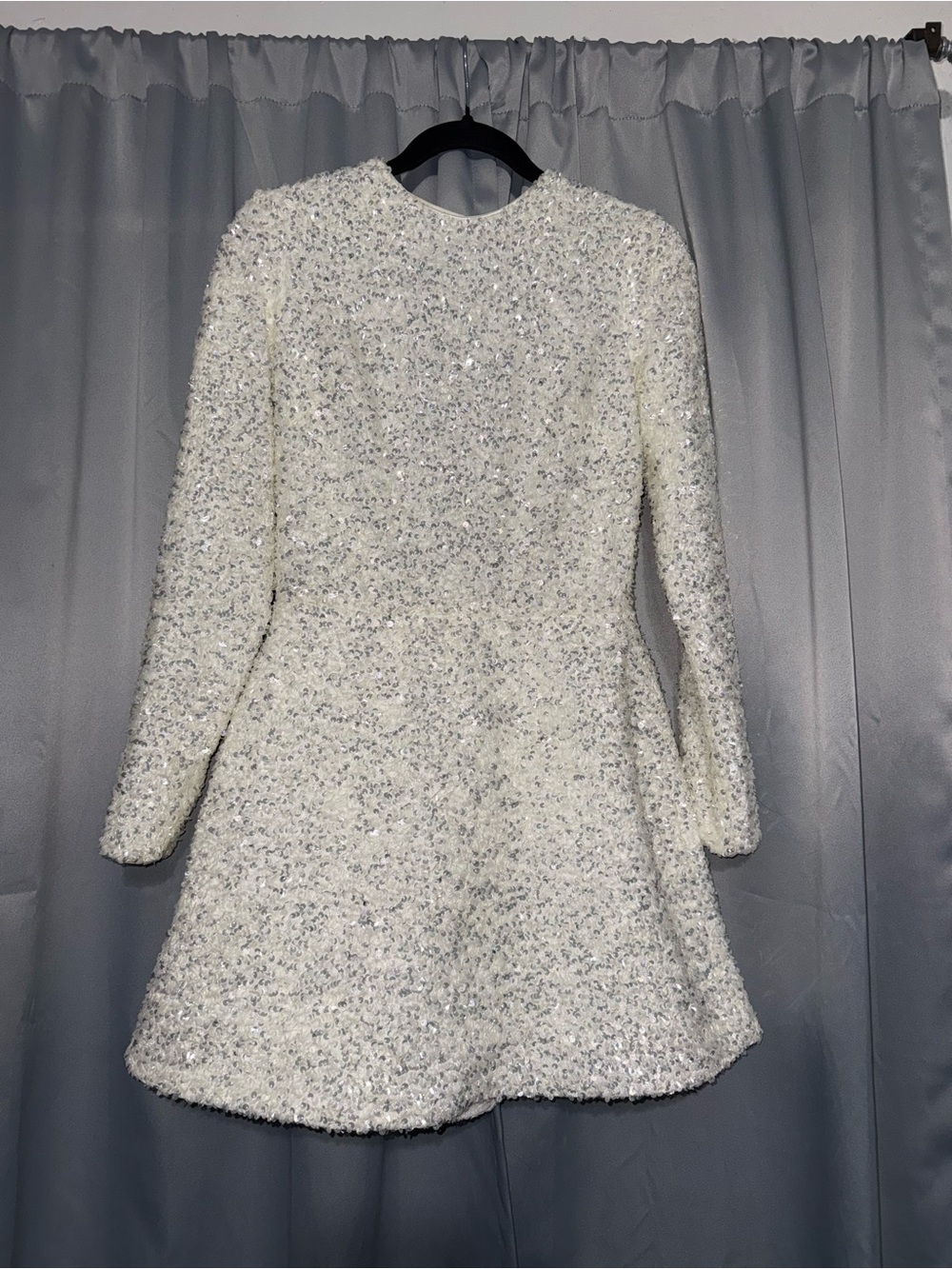Helsi Long-Sleeve White Sequin Mini Dress - Picture 3 of 9